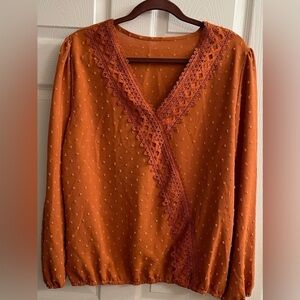 2026 COLOR~WOMEN’S~ LONG SLEEVE~ BLOUSE~MUTED ORANGE~